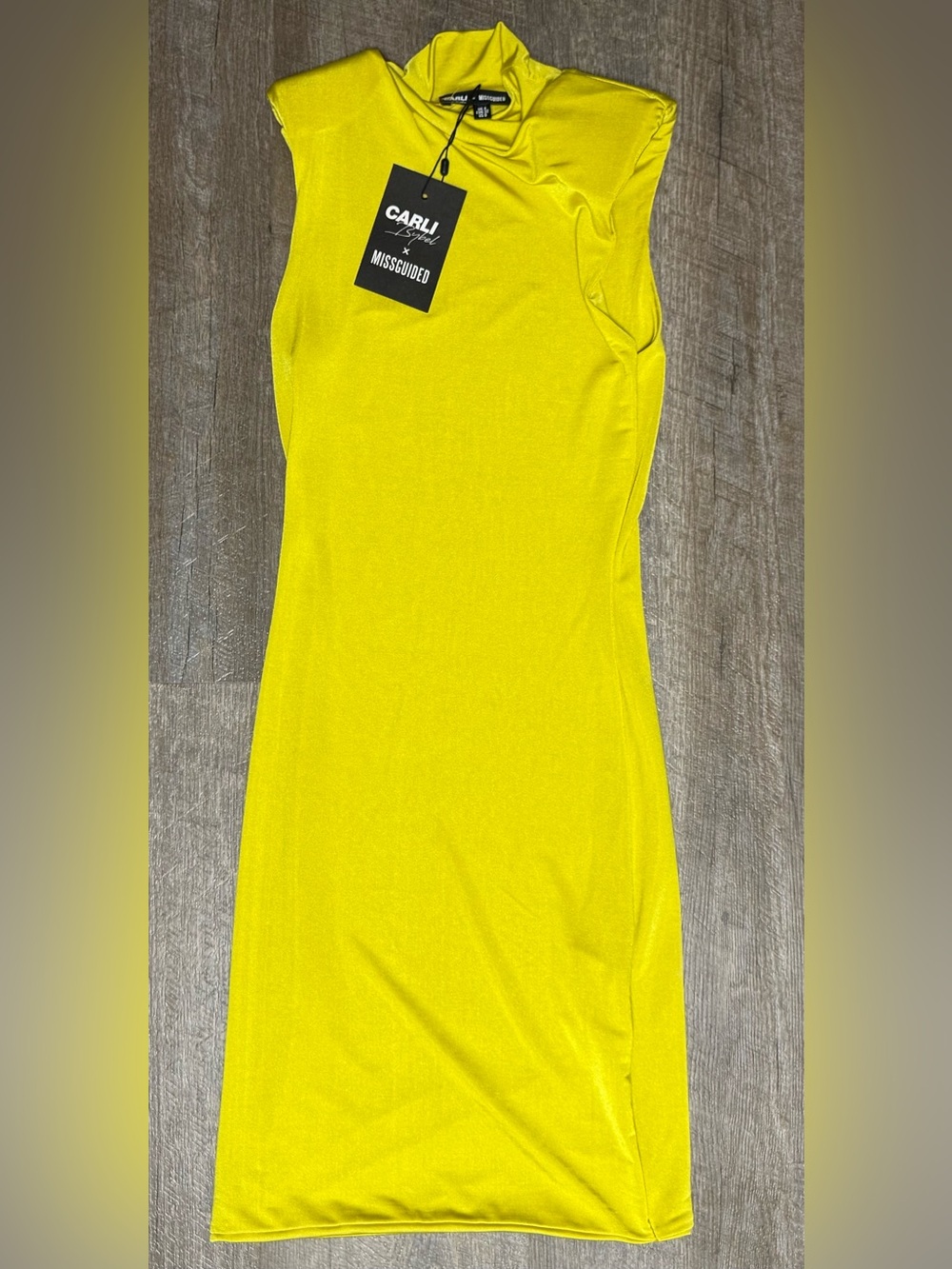 Carli Bybel x Missguided | Neon Yellow Bodycon Dress | Size 0 | NWT